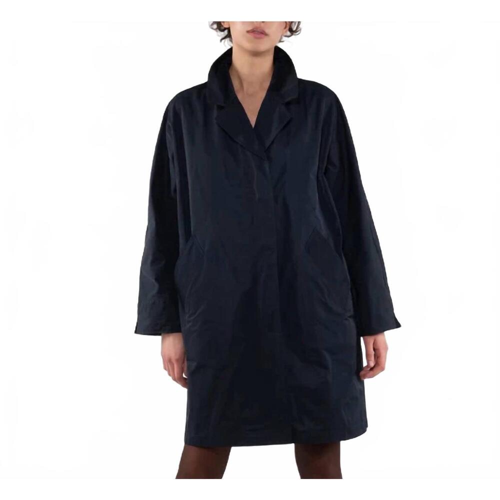 NEW OOFWEAR long sleeve nylon trench coat in dark blue